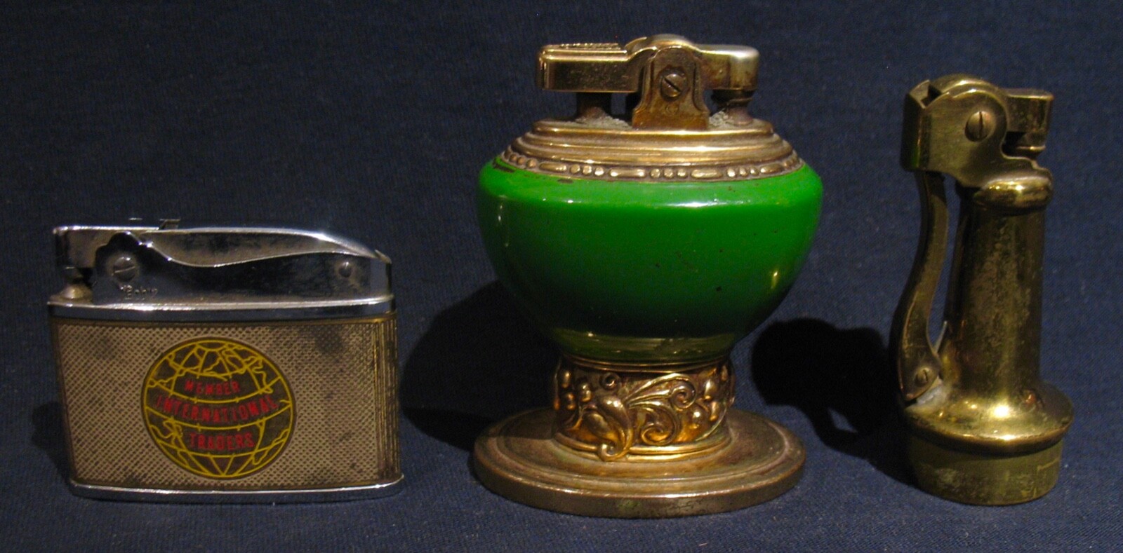 3 VINTAGE CIGARETTE LIGHTERS~TOBACCIANA TABLETOP LIGHTERS~RONSON “LEONA”