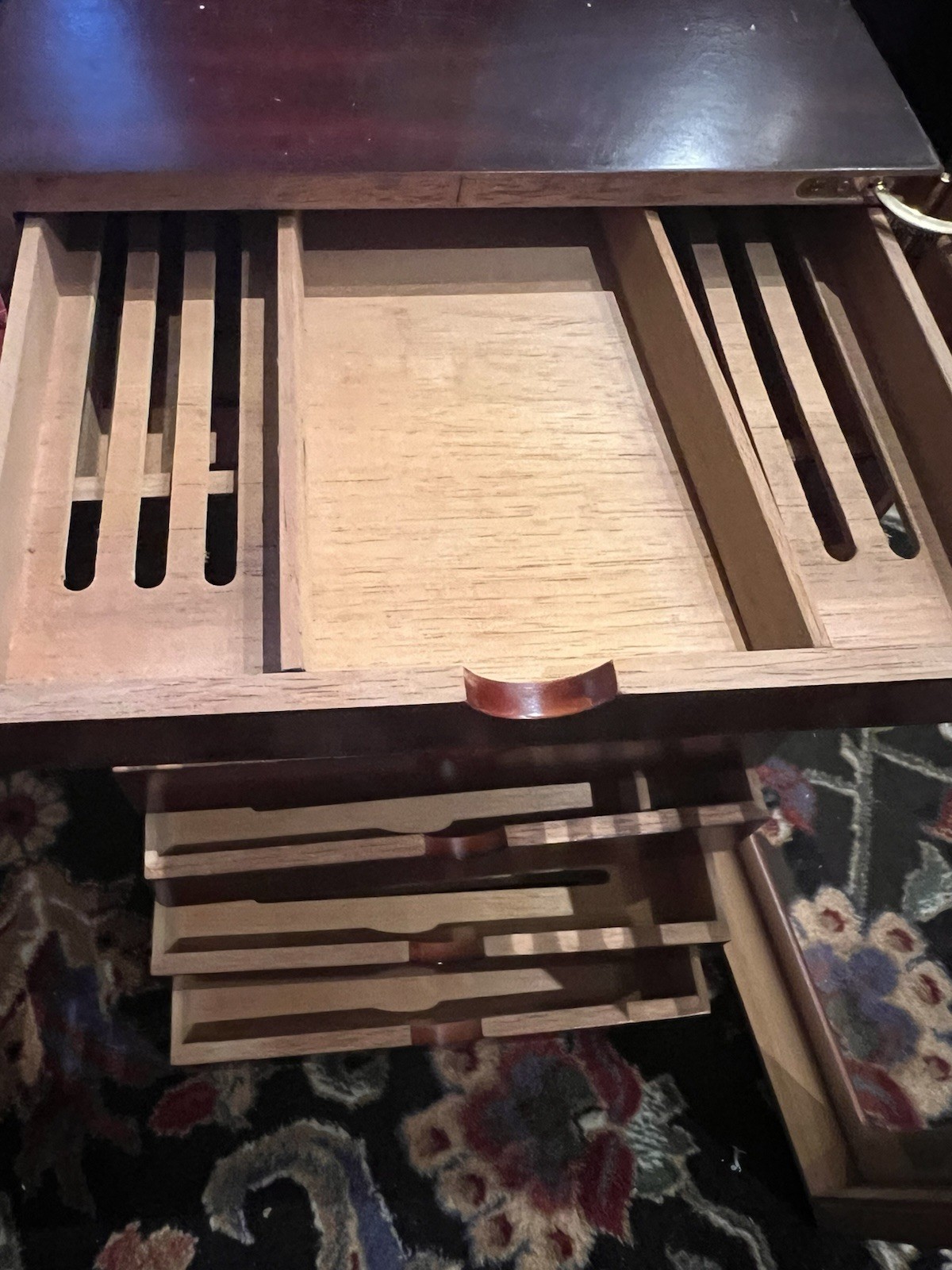 Wooden Cigar Humidor Cabinet 7 Drawer Storage Box with Glass Door Hygrometer⁠