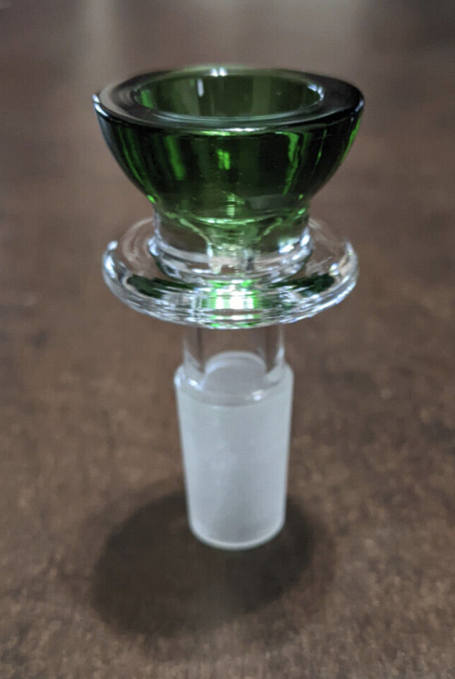 14mm Glass Round Slide BOWL Male for Glass Water Pipe Bong GREEN (1 – ONE)