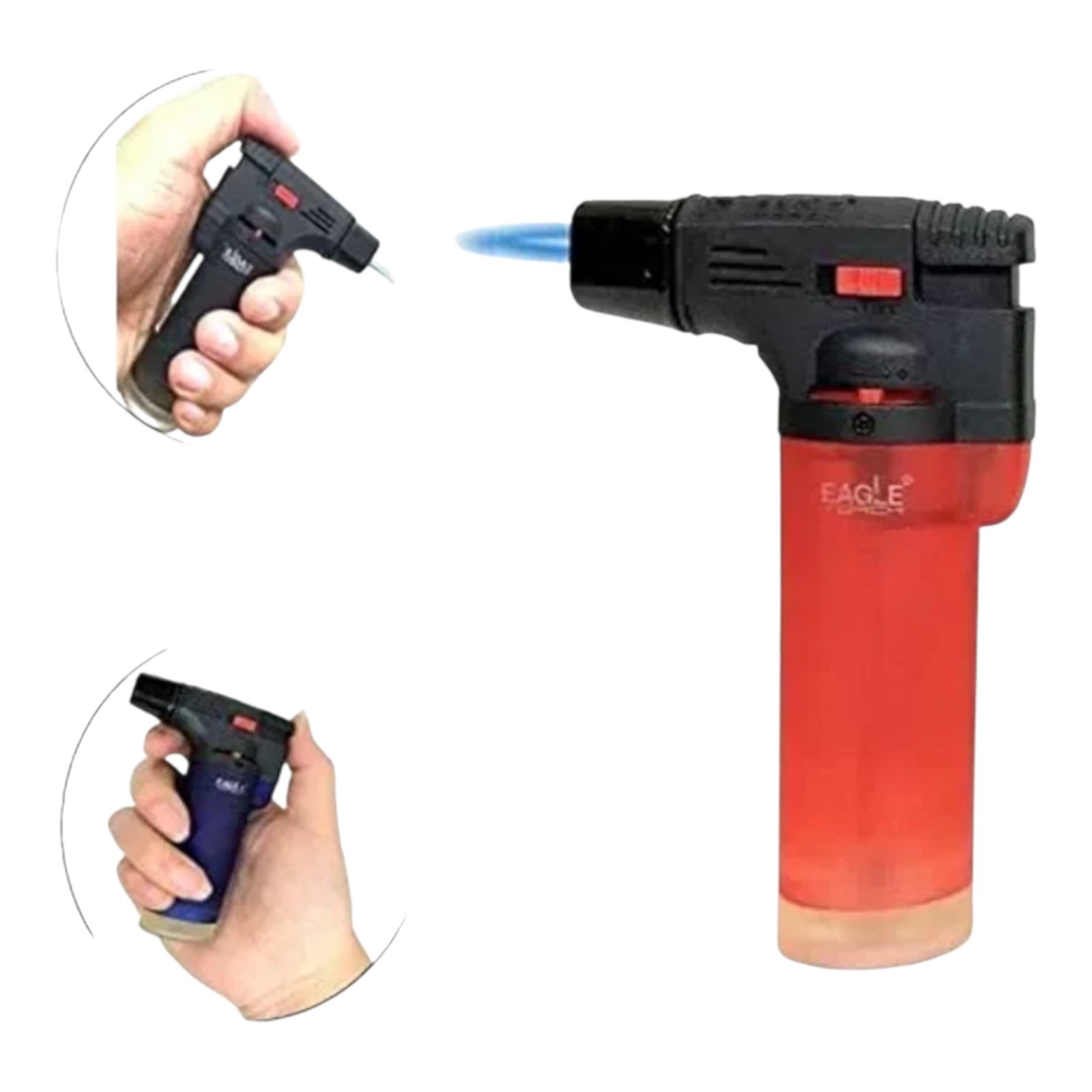 Eagle Windproof Gun Torch Lighter + Neon 7X Refined Butane Lighter Refill 300mL