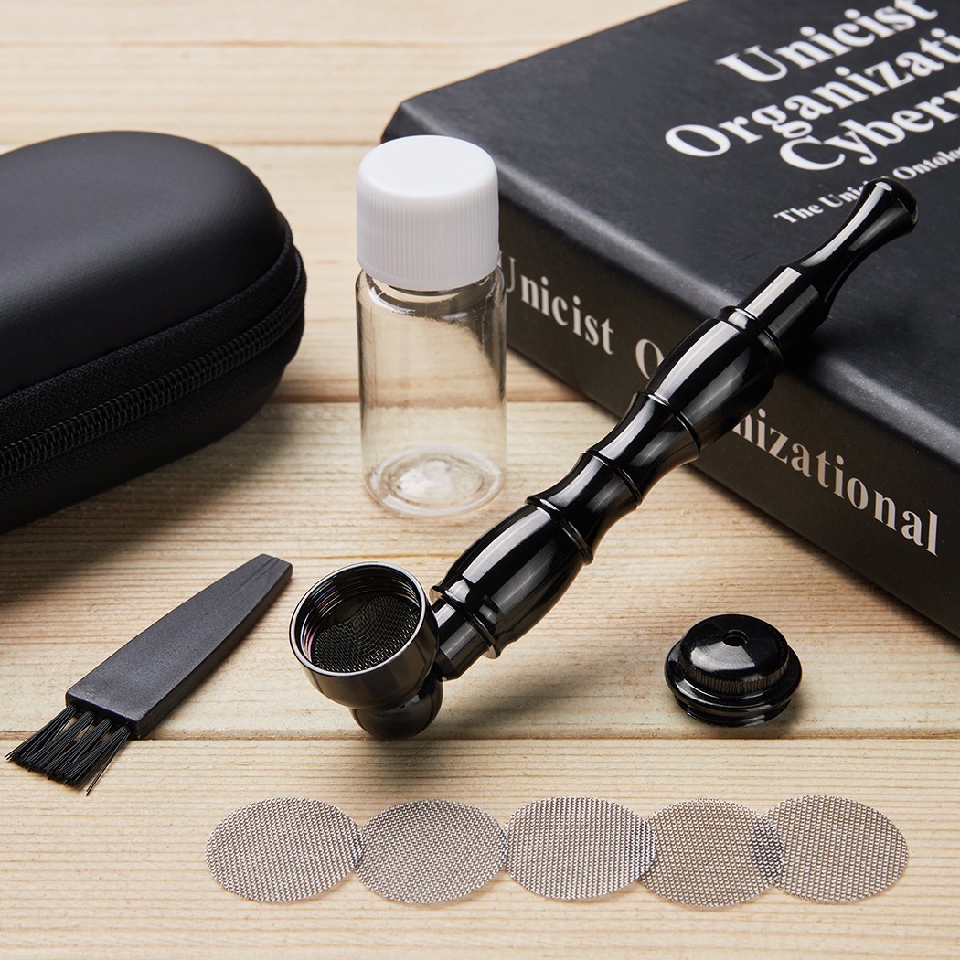 4.3″ Metal Detachment Tobacco Smoking Pipe with Cap Lid Screens and Tools Screen