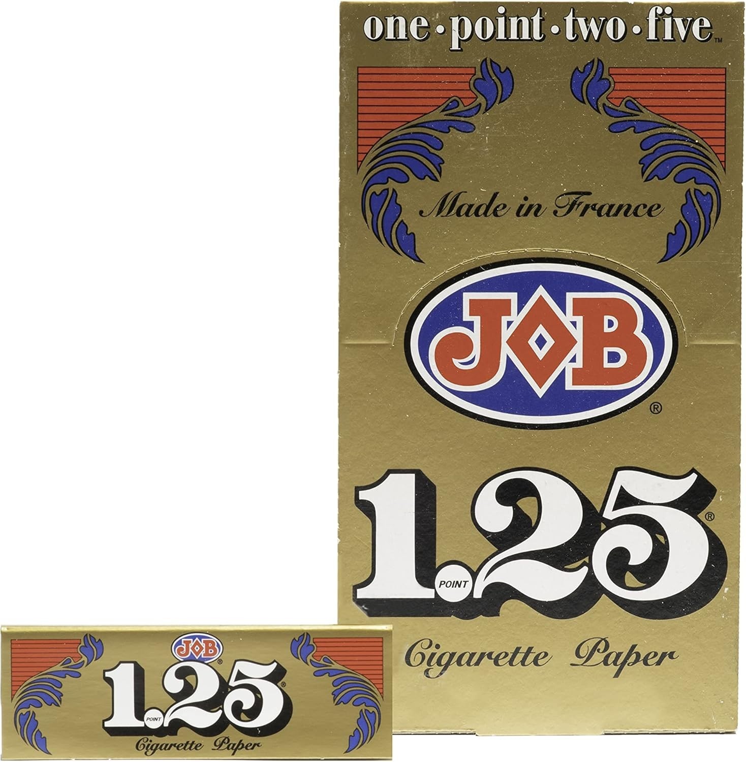 JOB Gold 1.25 Rolling Papers 1 1/4 Cigarette Paper 240 Leaves Total (24 Packs)