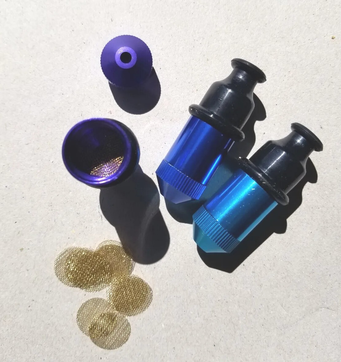 Purple blue aqua Set of 3 pieces sneak a toke american pipes with brass screens