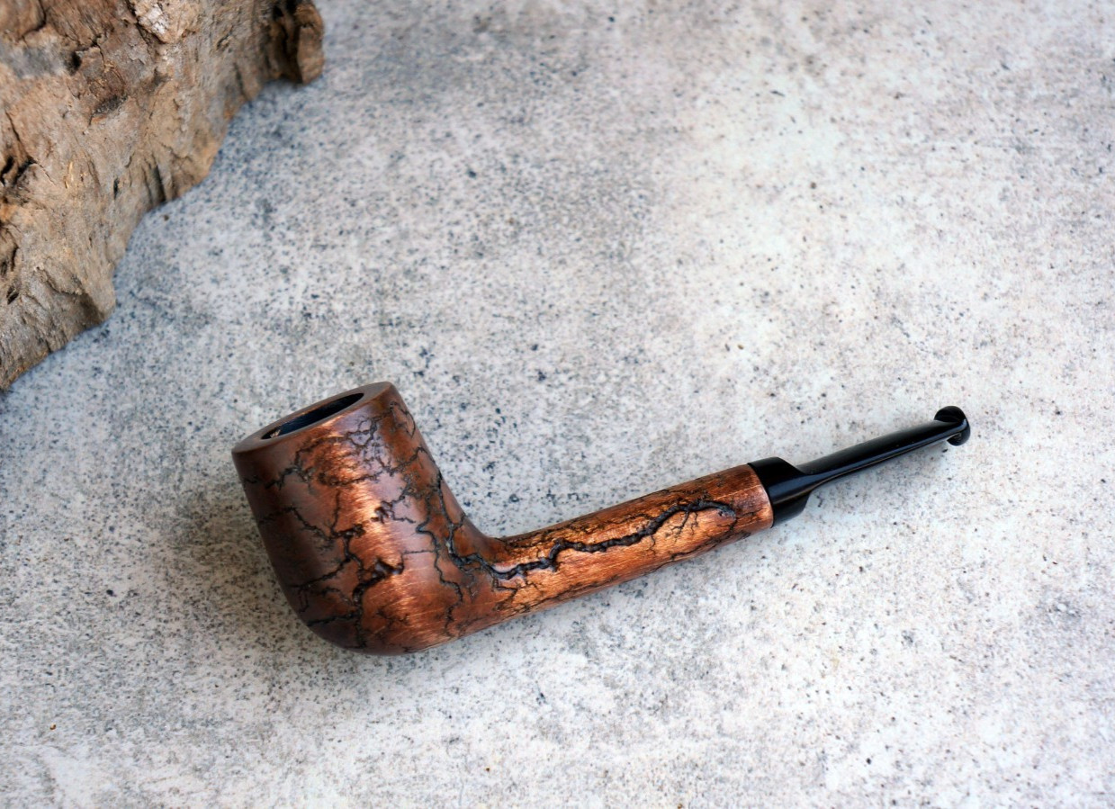 Handcrafted Wooden Tobacco Pipe – Lightning Burn Pattern Wood Smoking Pipe