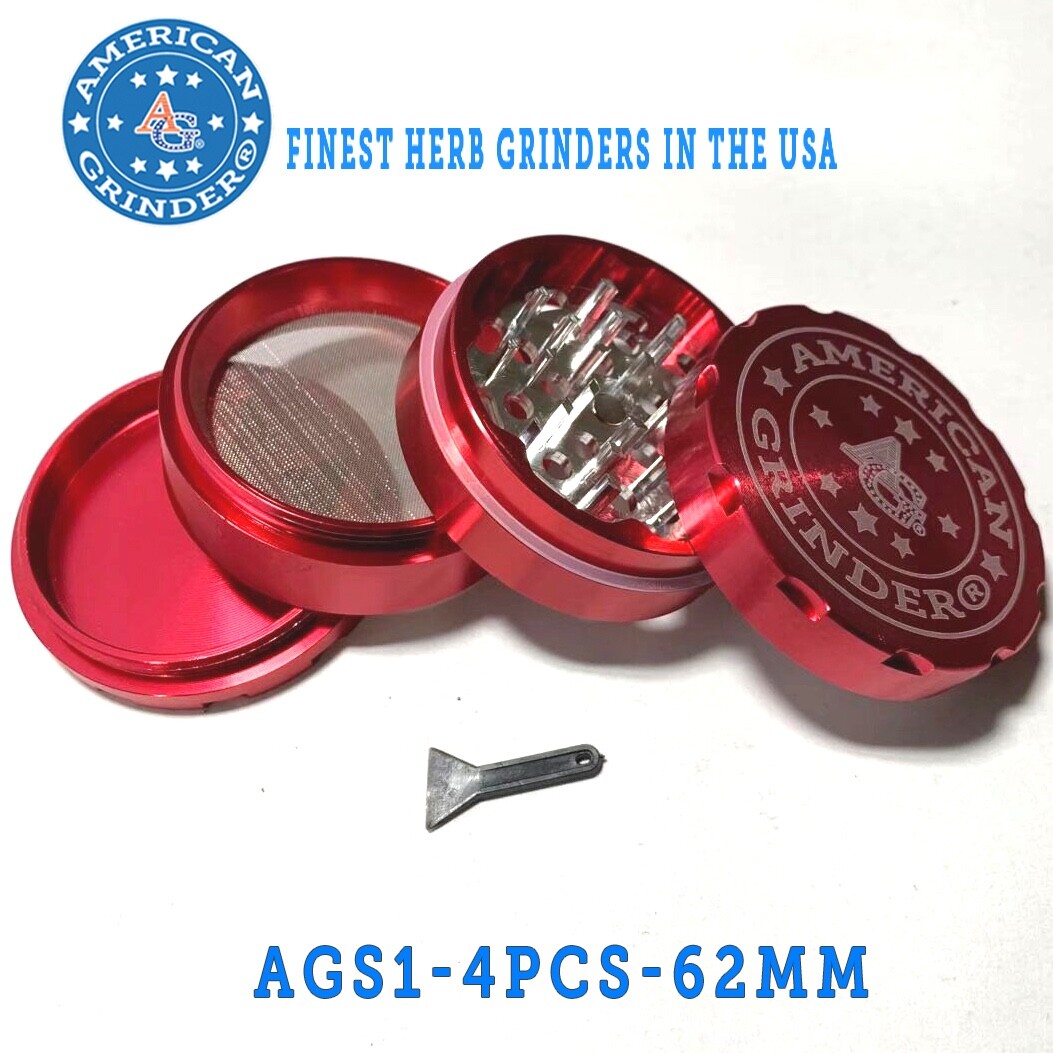 AMERICAN GRINDER®️ 62mm 4 PCS sharp teeth CNC machined herb tobacco grinder