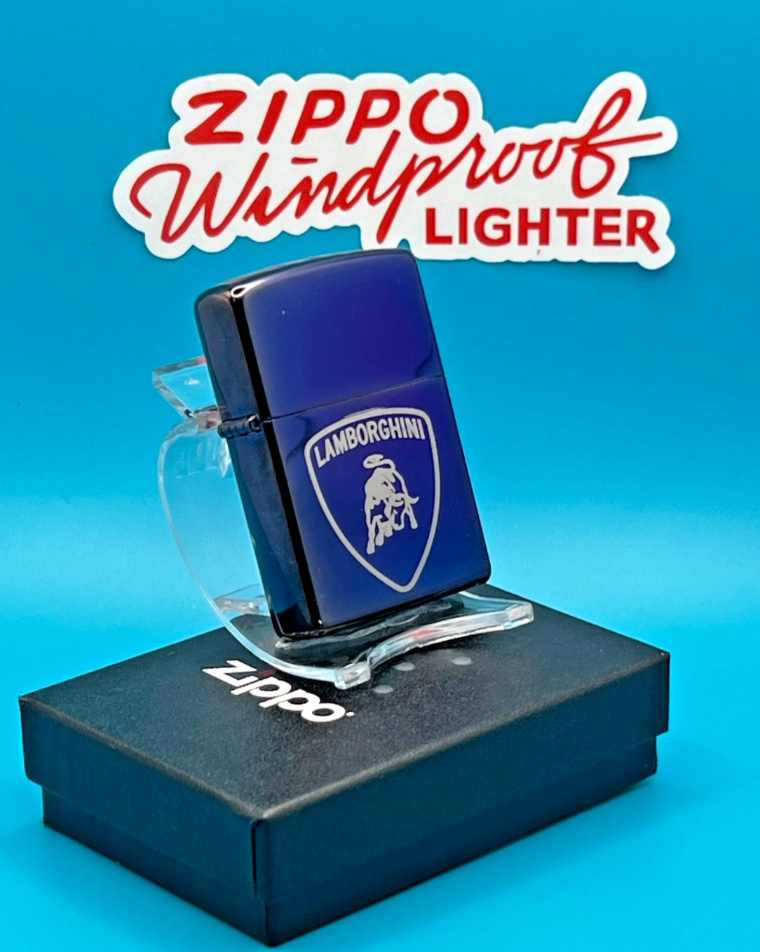 Brand New 2004 ZIPPO Lighter AWESOME Retro LAMBORGHINI BULL LOGO Purple Chrome