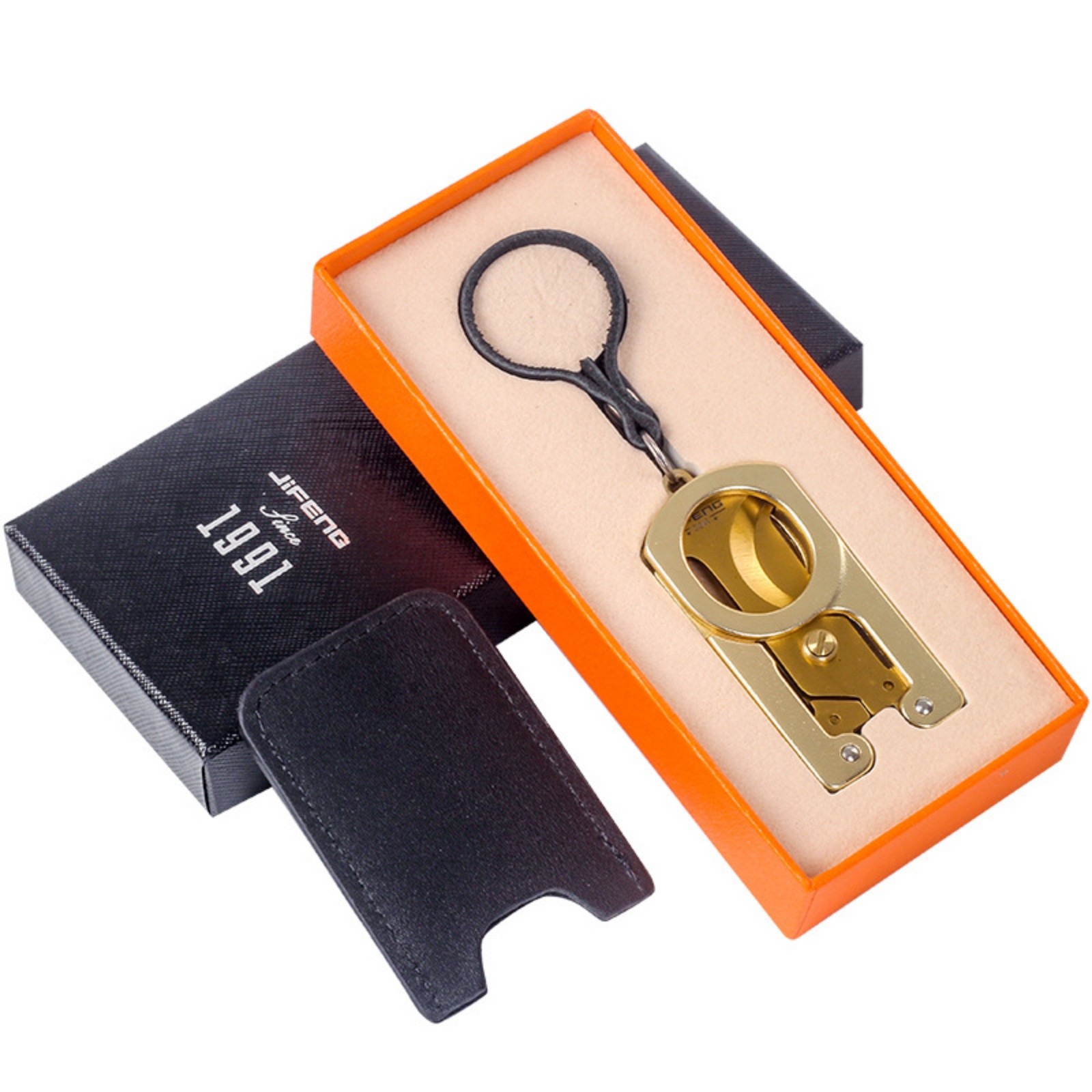 Stainless Steel Folding Gold Cigar Cutter End Double Guillotine Action Portable