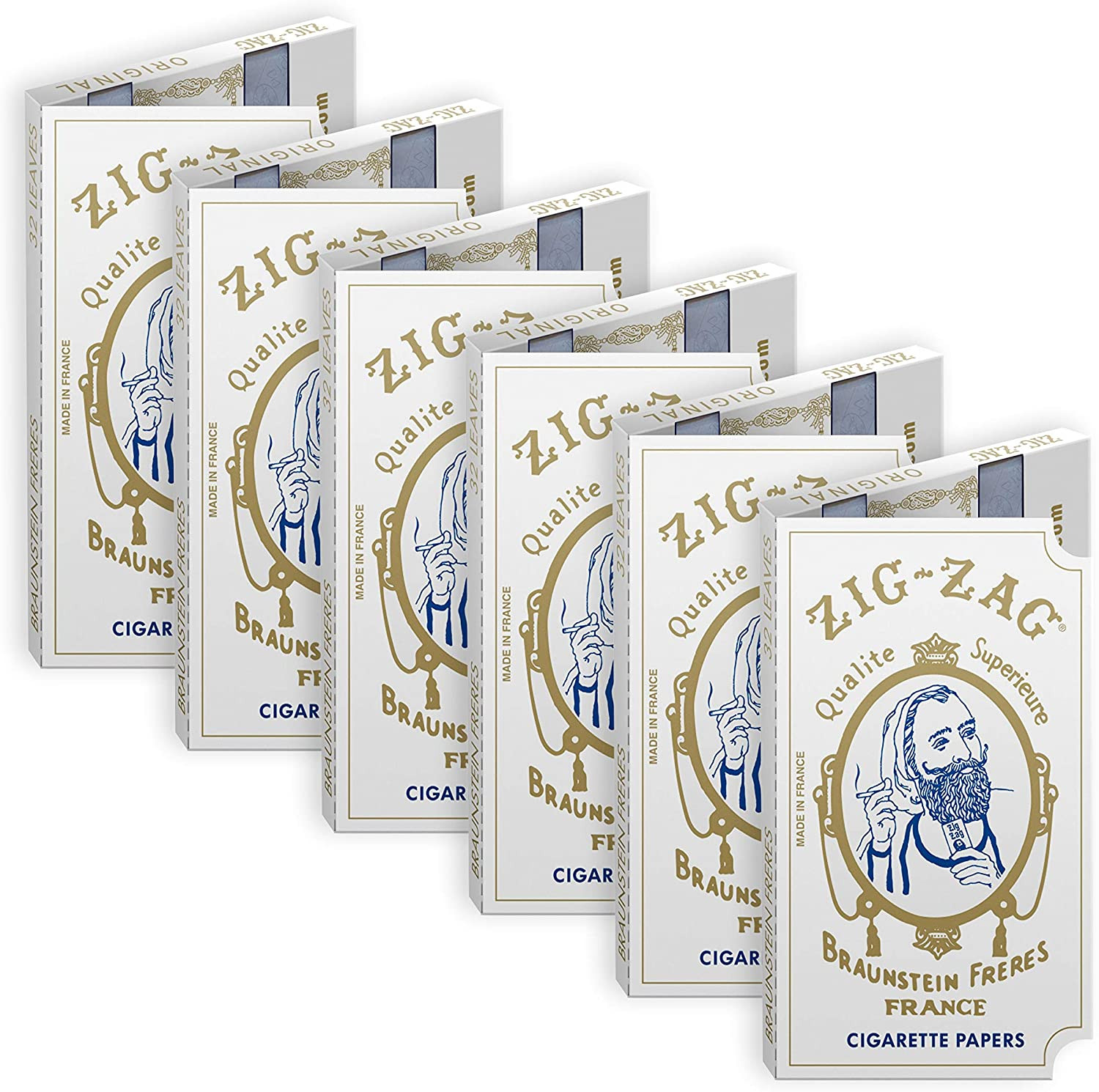 ZIG ZAG Rolling Papers – Original White 70 mm Paper – 32 Count Pack of 6