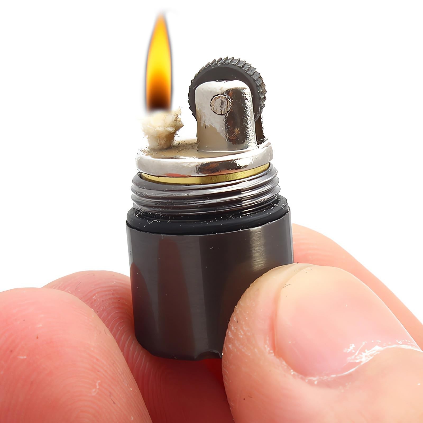 Mini Peanut Kerosene Lighter Waterproof Tiny Capsule EDC Metal Pocket Black 1PC