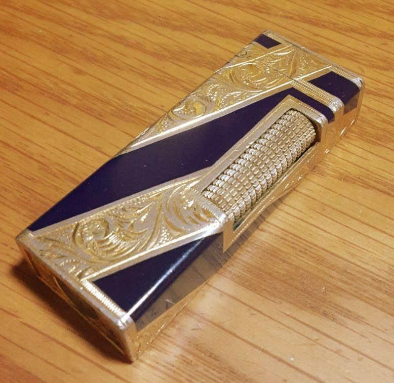 Dunhill RoyKing Gas Lighter Gold & Black Collectible No Box Tested Very Good JP