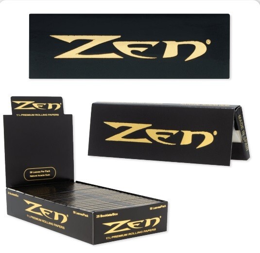 1 box (25 packs) x ZEN Original Hemp rolling paper size 1 1/4 total 1250 papers