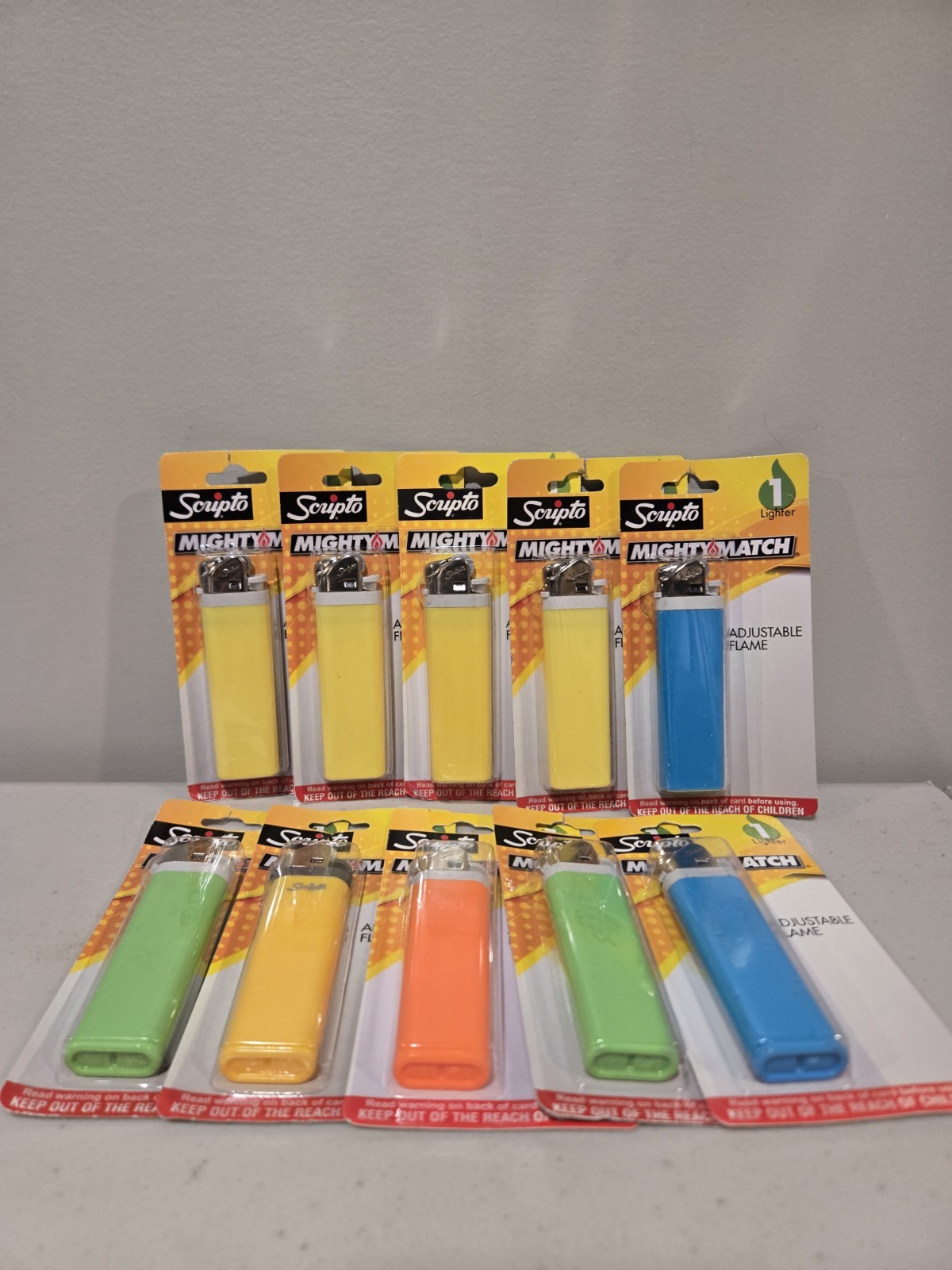Pocket Lighter, Assorted 10-Pack of Lighters, Colors May Vary