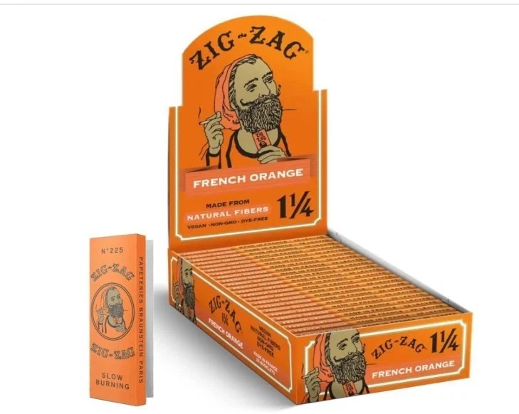 Authentic Zig-Zag 1 1/4 French Orange Rolling Papers 24 Booklets 32 Paper