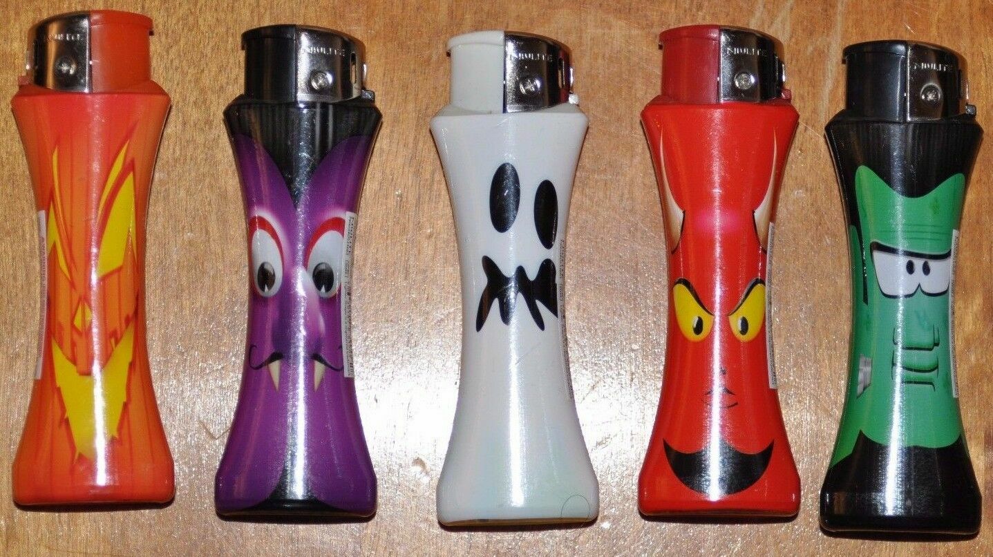 5 PC HALLOWEEN Lighter / HALLOWEEN Curve Lighters/Electronic Refillable Lighter