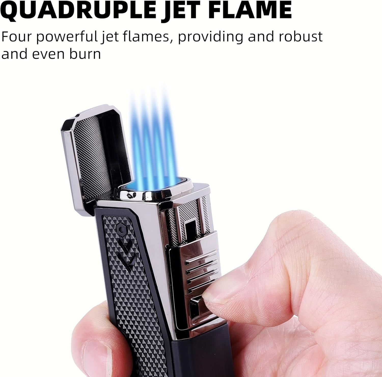 2 Pack Torch Lighter Quadruple Jet Flame Windproof Refillable Butane Lighter …