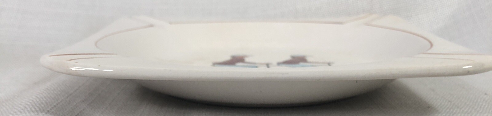 Ceramic Ashtray Gay Ninety’s Dandy Men on Tandem Bicycle Built for Two Worn