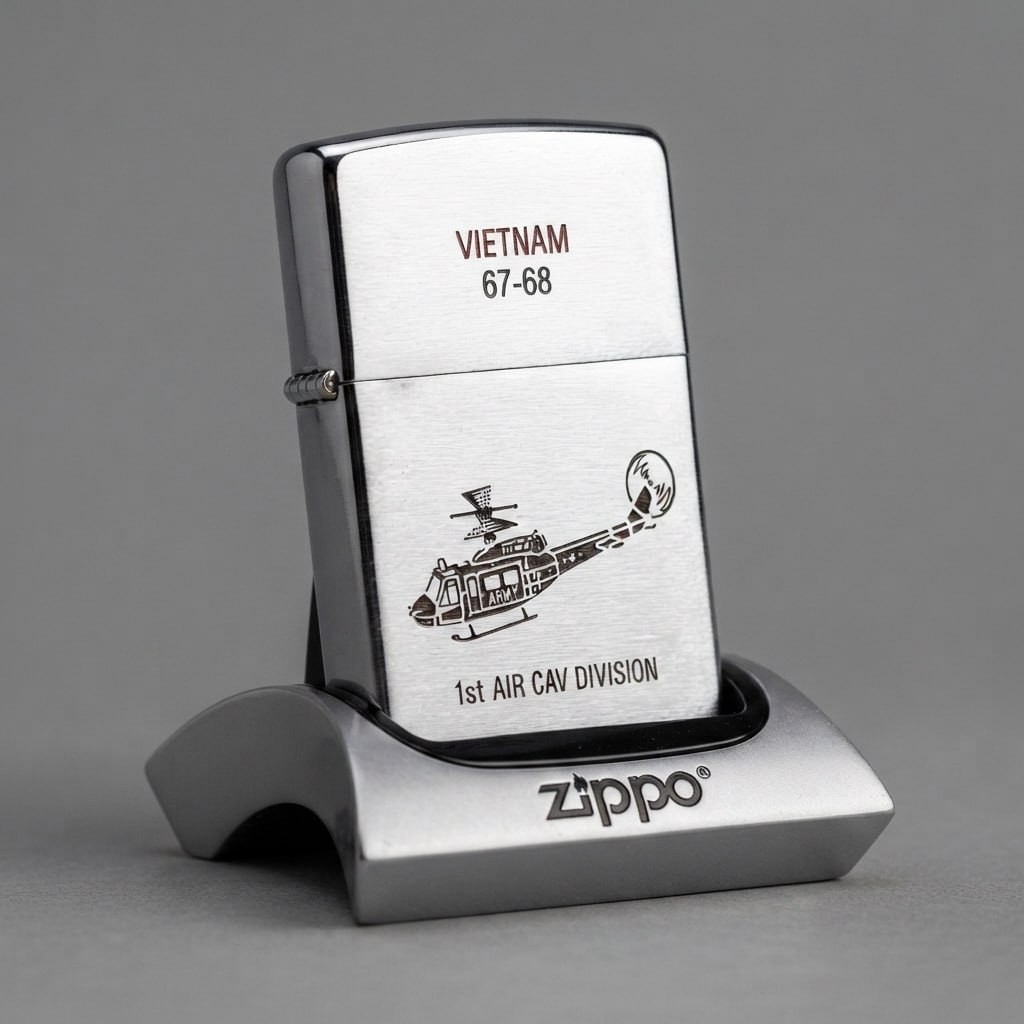 Vintage Zippo Vietnam 67-68 1st Air Cav Division Helicopter Lighter Collectible