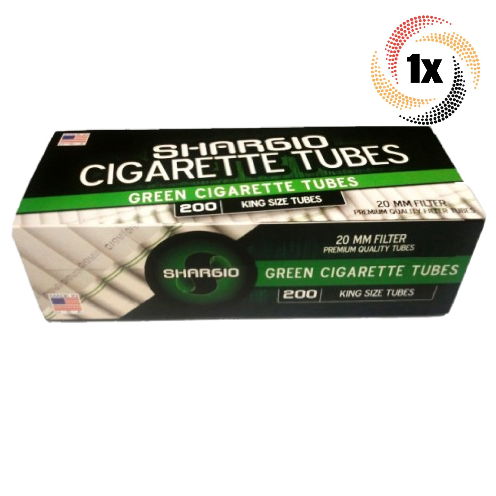 1x Box Shargio Green Menthol King Size ( 200 Tubes ) Cigarette Tobacco RYO