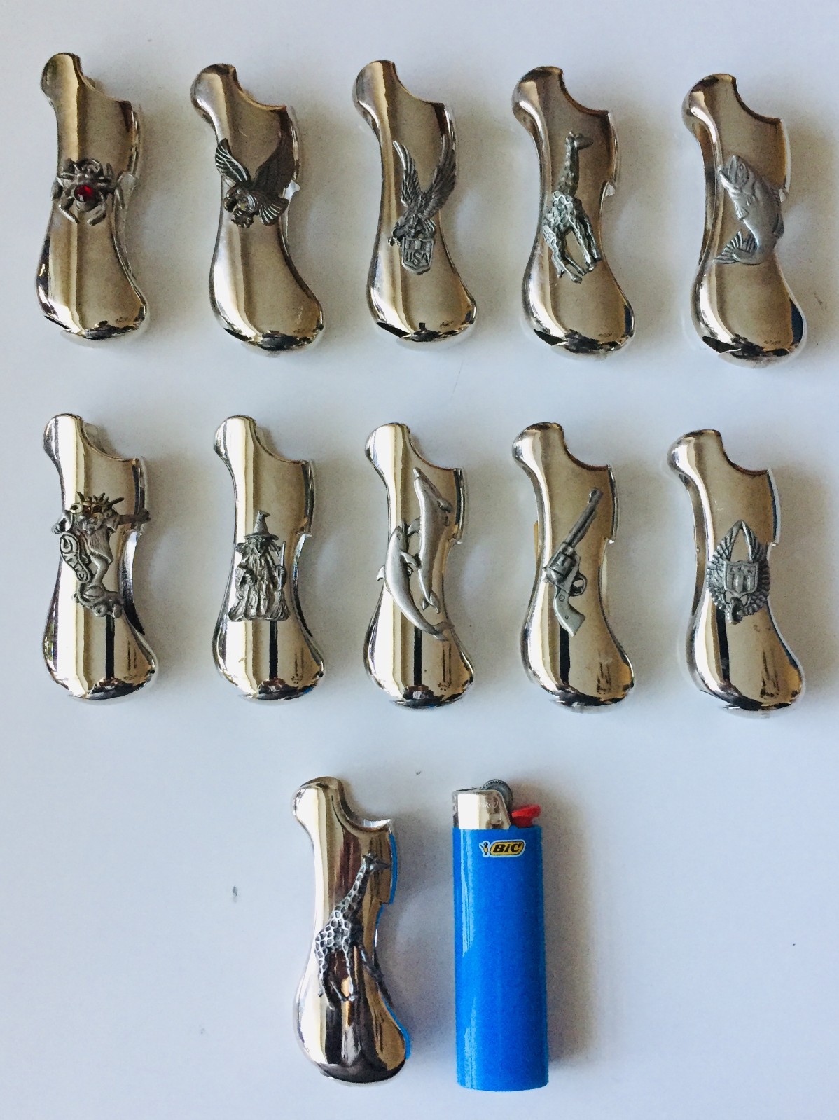 VTG Metal Lighter Case Cover Holder FOR BIC Full Standard W/Design-No Lighter