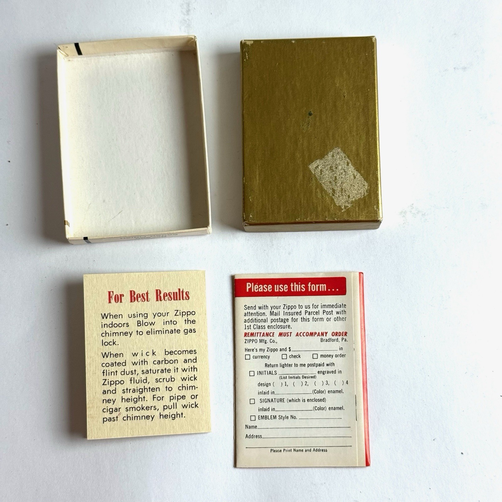 zippo lighter No. 200 Brush Finish in original box 1965 UNTESTED