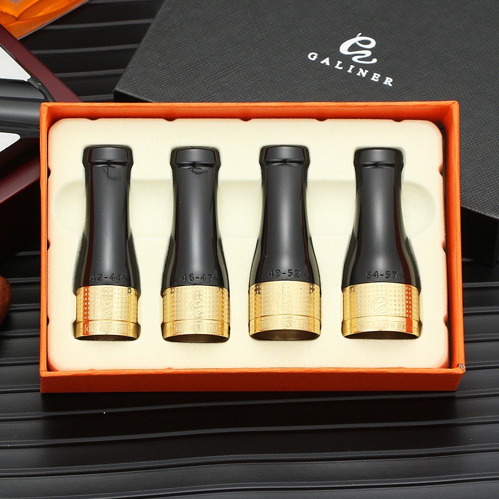 Galiner Golden Pure Copper Cigar Holder Mouthpiece Nozzle 4 Sizes Red Gift Box