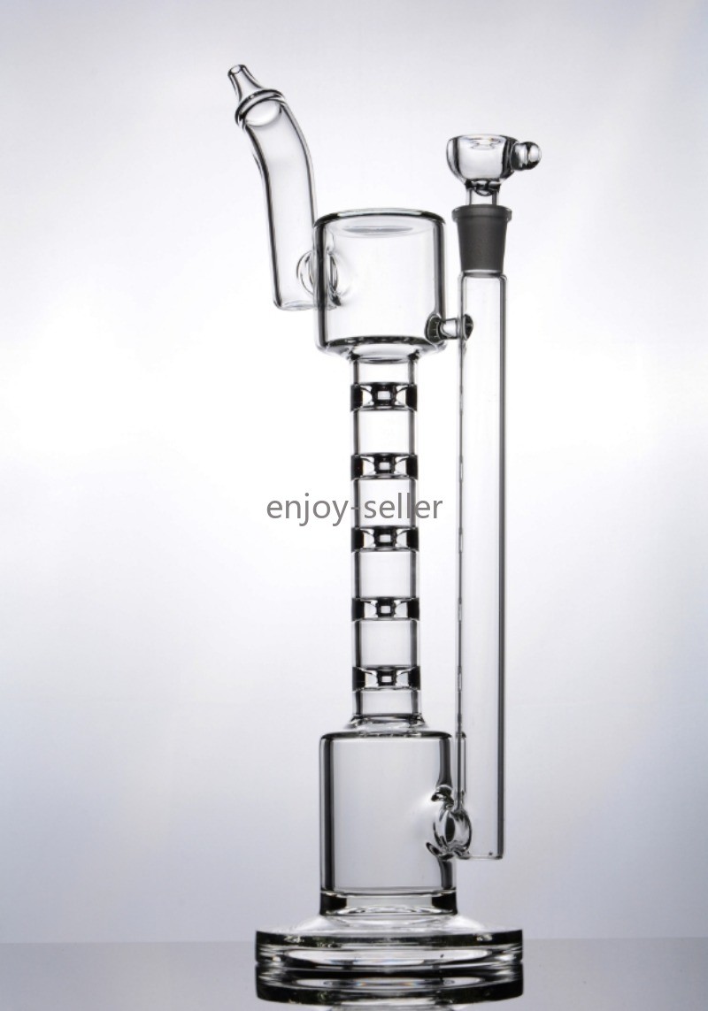 slender Retro Perc Glass Water Pipe bong Sidecar Hookah recycle Smoking Rig 14mm