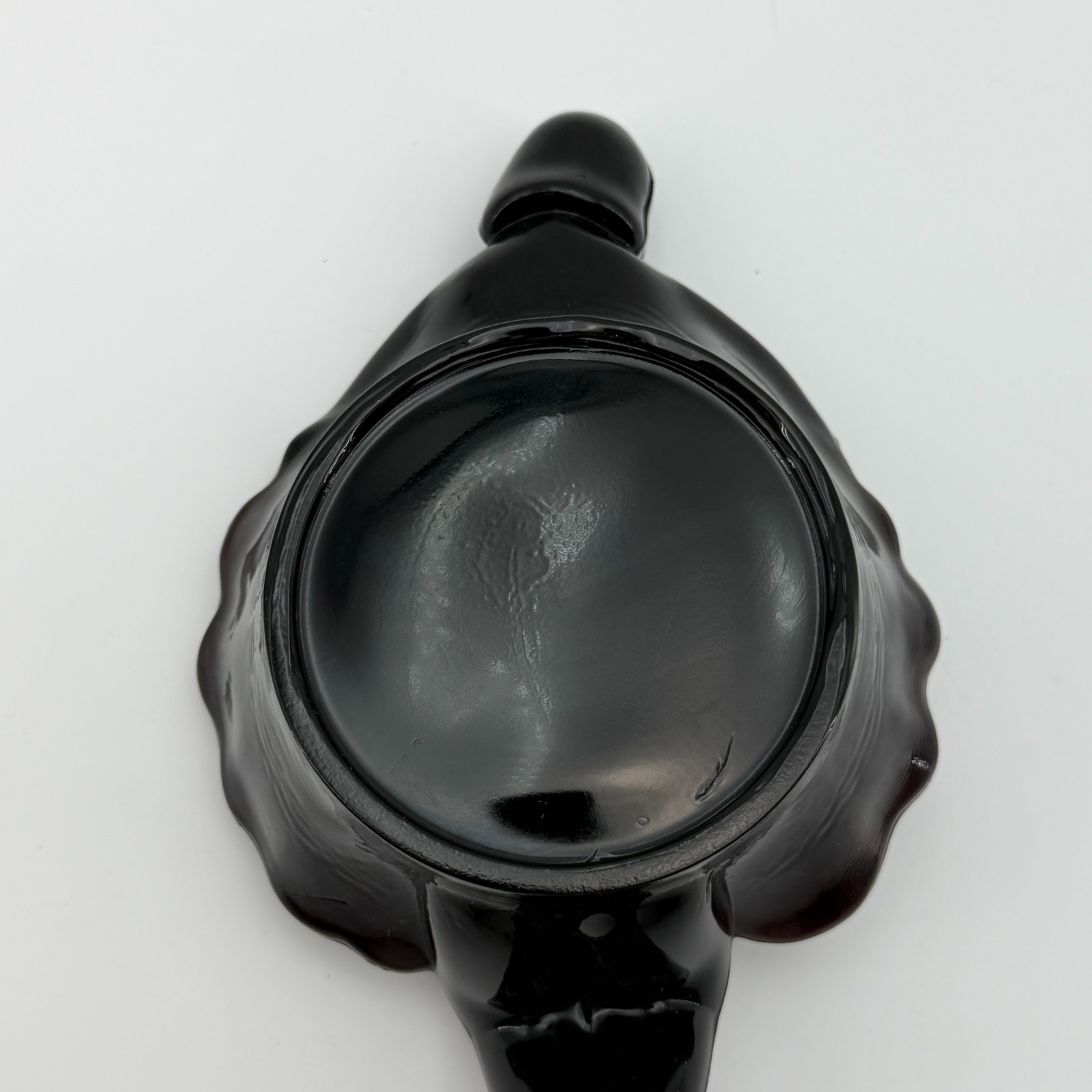 WESTMORELAND Black Amethyst Glass Lady Ashtray Soap Trinket Dish 8.5in