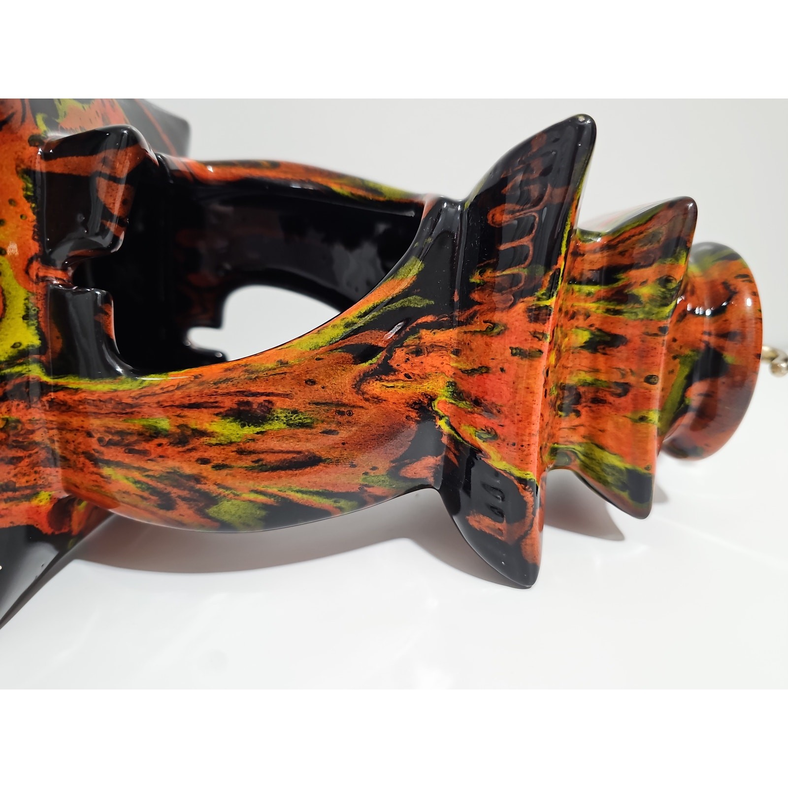 Vintage MCM Drip Glaze Hanging Ashtray Pagoda Planter Psychedelic Hippie Retro