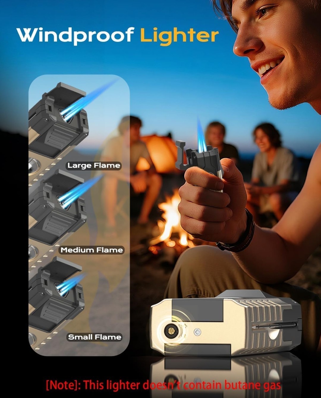 Torch Lighter, 6-in-1 Torch Lighters with V & Straight Cutter, Built-in Punch…