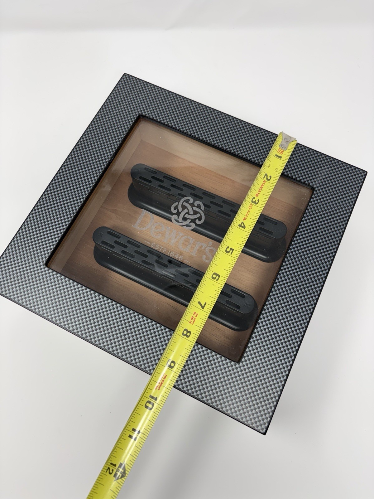 Dewar’s Branded Klaro Cigar Humidor Glass Top Cedar Lined Hygrometer