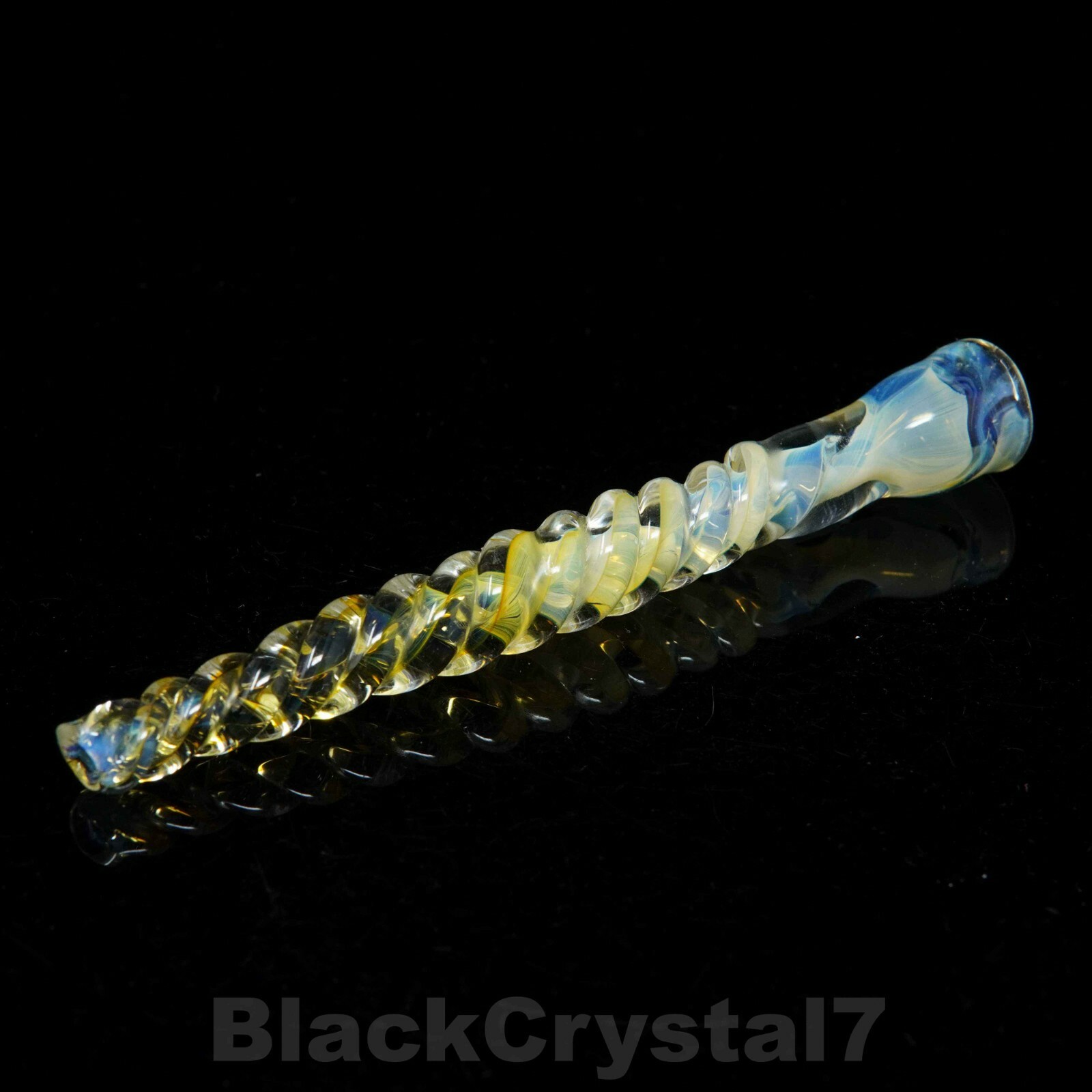 5″ Handmade Long Golden Spiral Tower Tobacco Smoking Bowl Small Glass Pipes