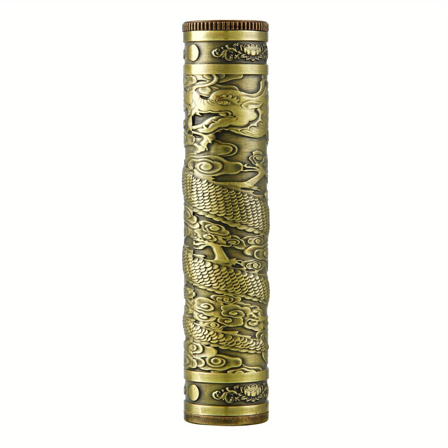 Retro Metal Cigarette Case Dragon Embossed Cigar Case Portable Airtight Tube Wat