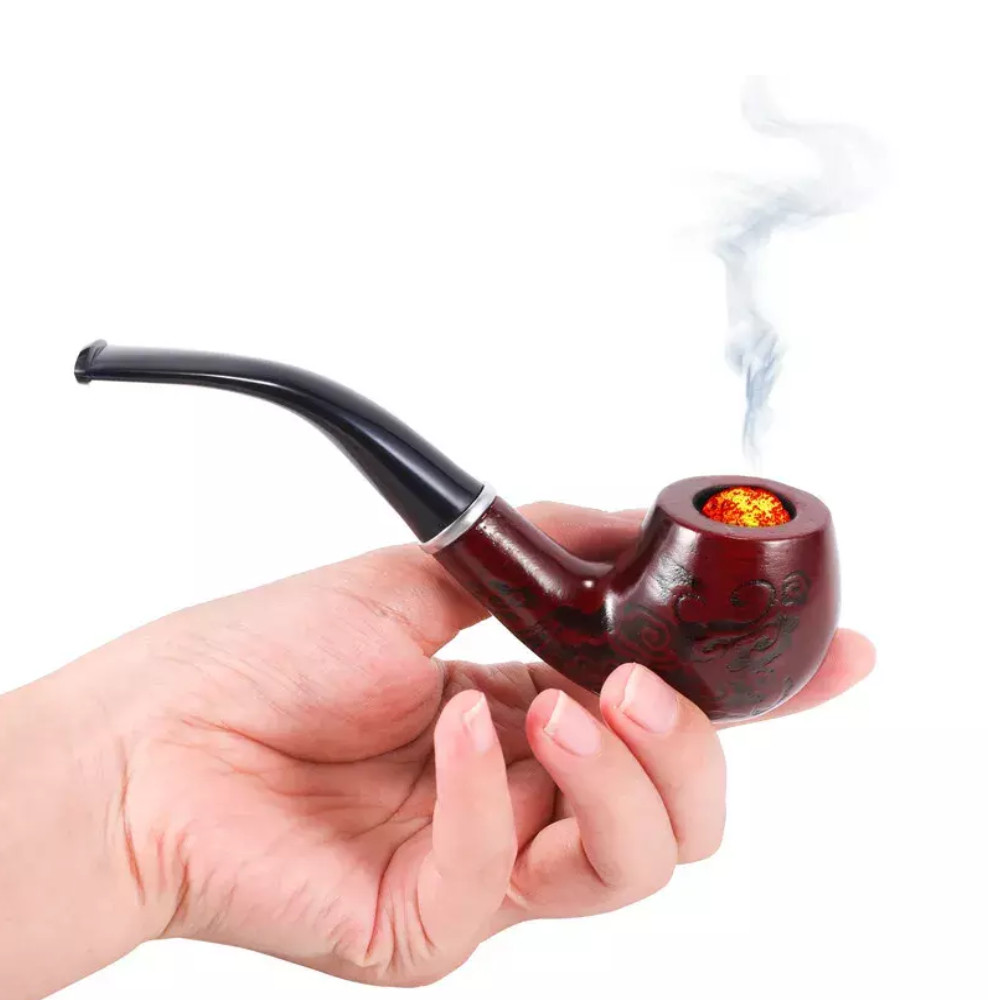 2 Durable Wooden Wood Smoking Pipe Tobacco Cigarettes Cigar Pipes Enchase Gift R