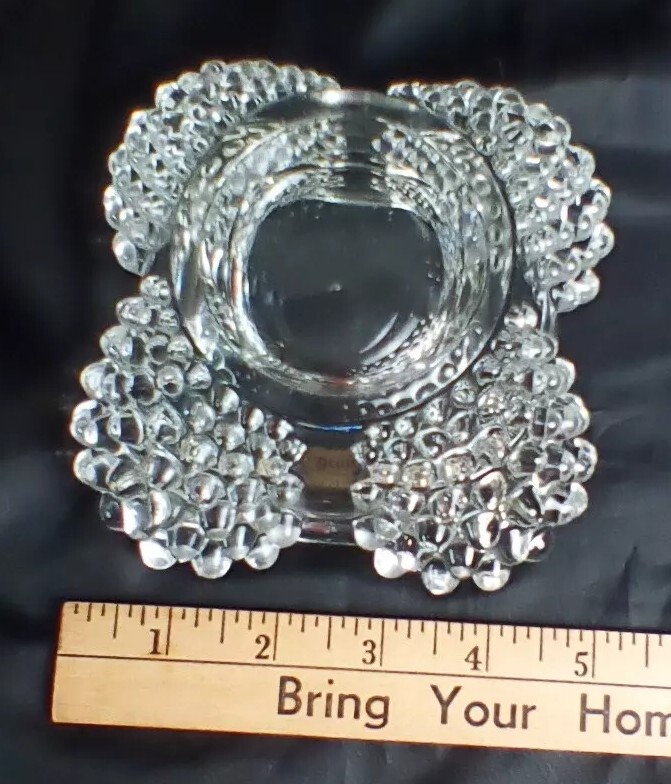 Vintage Clear Glass Hobnail Cigar Ashtray 5″ Wide 3″ Tall 2.27lbs MCM
