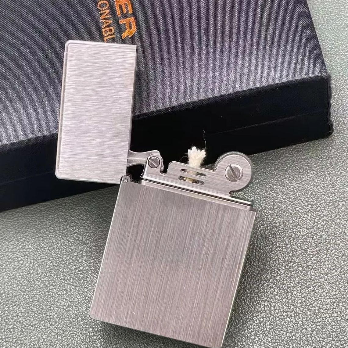 TC4 Pure Titanium Alloy Windproof Classic Refillable Lighter Ultra Thin Brushed