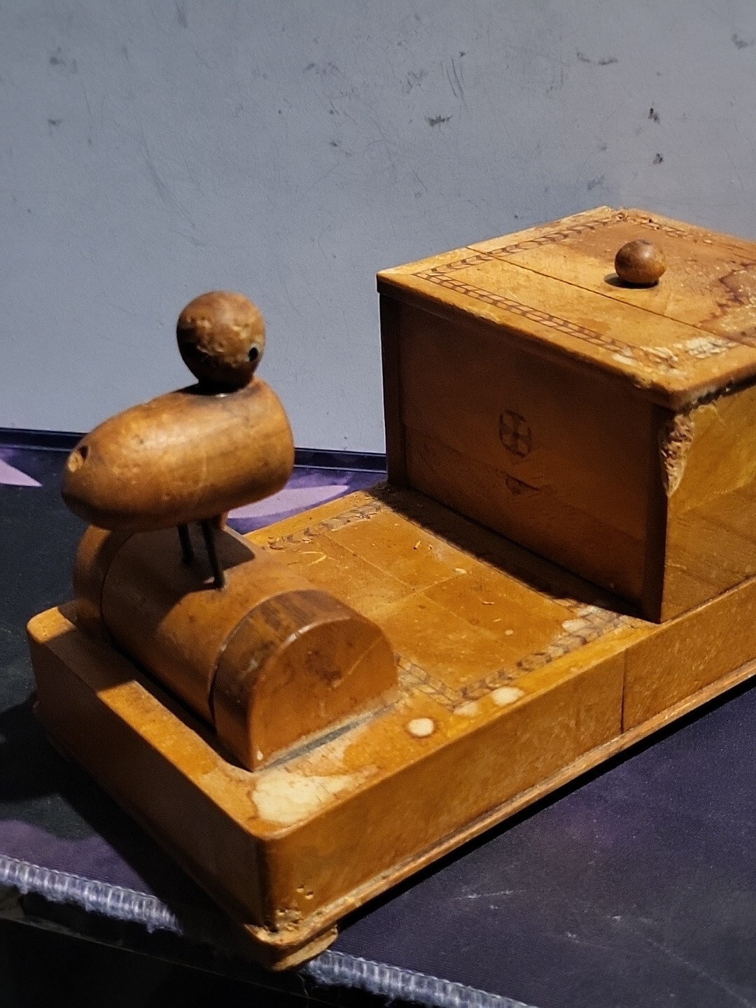 Antique Cigarette Dispenser Bobbing Duck Retriever All Wood