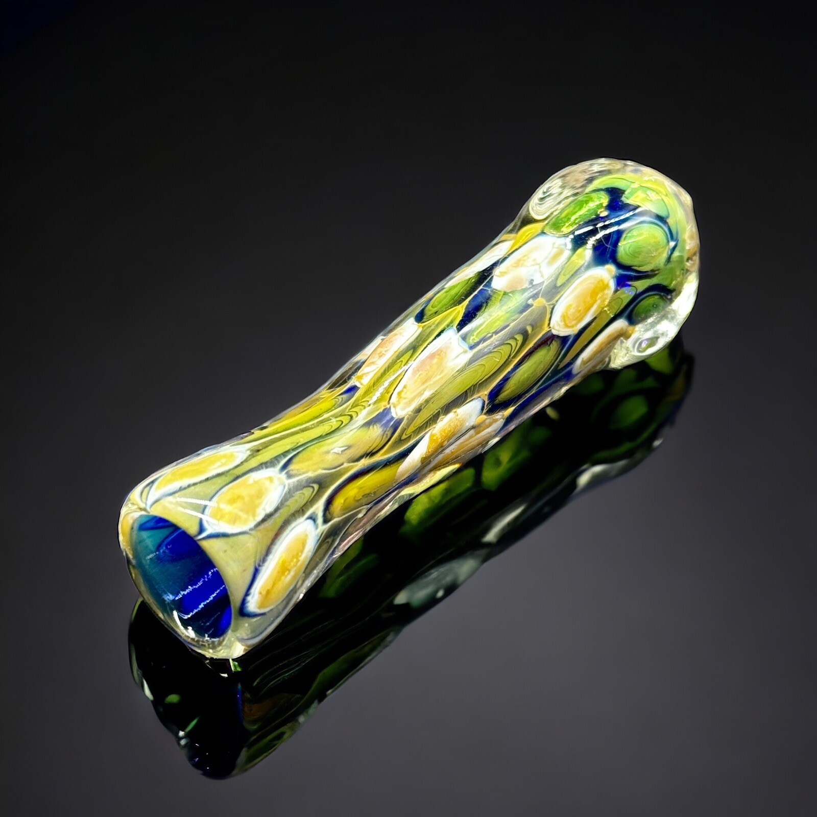 Golden Fumed Chillum Glass Pipes, Clear With Gold Chillums