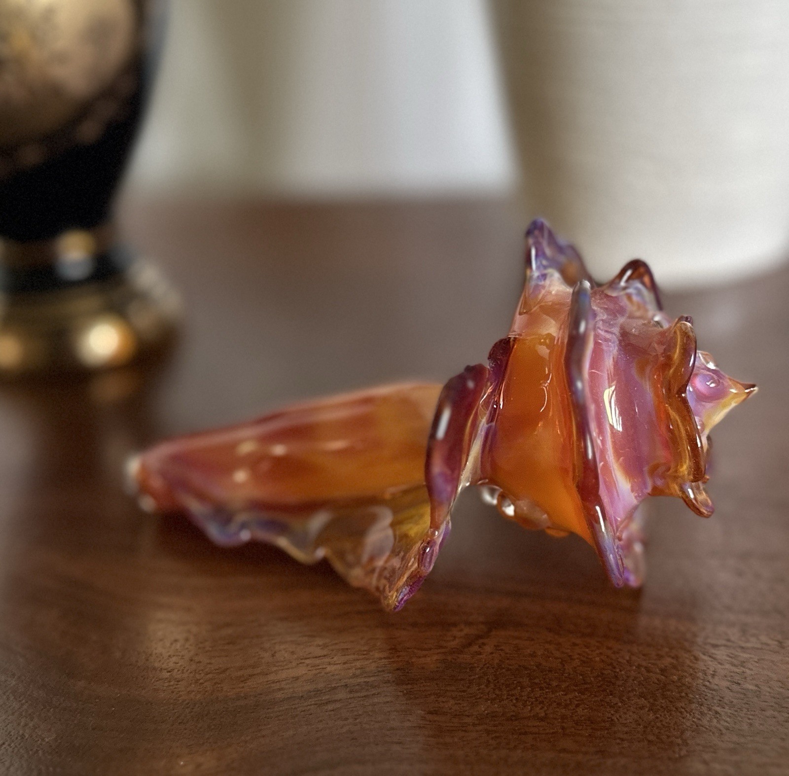 Hand Blown Glass Seashell Tobacco Pipe