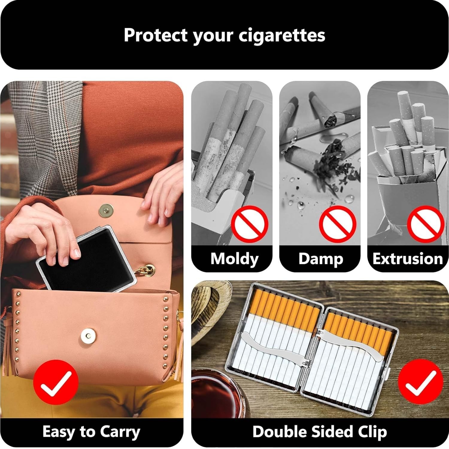 Cigarette Case for Regular, 85Mm King Size and 100Mm 100S, PU Leather 2 PACK NEW