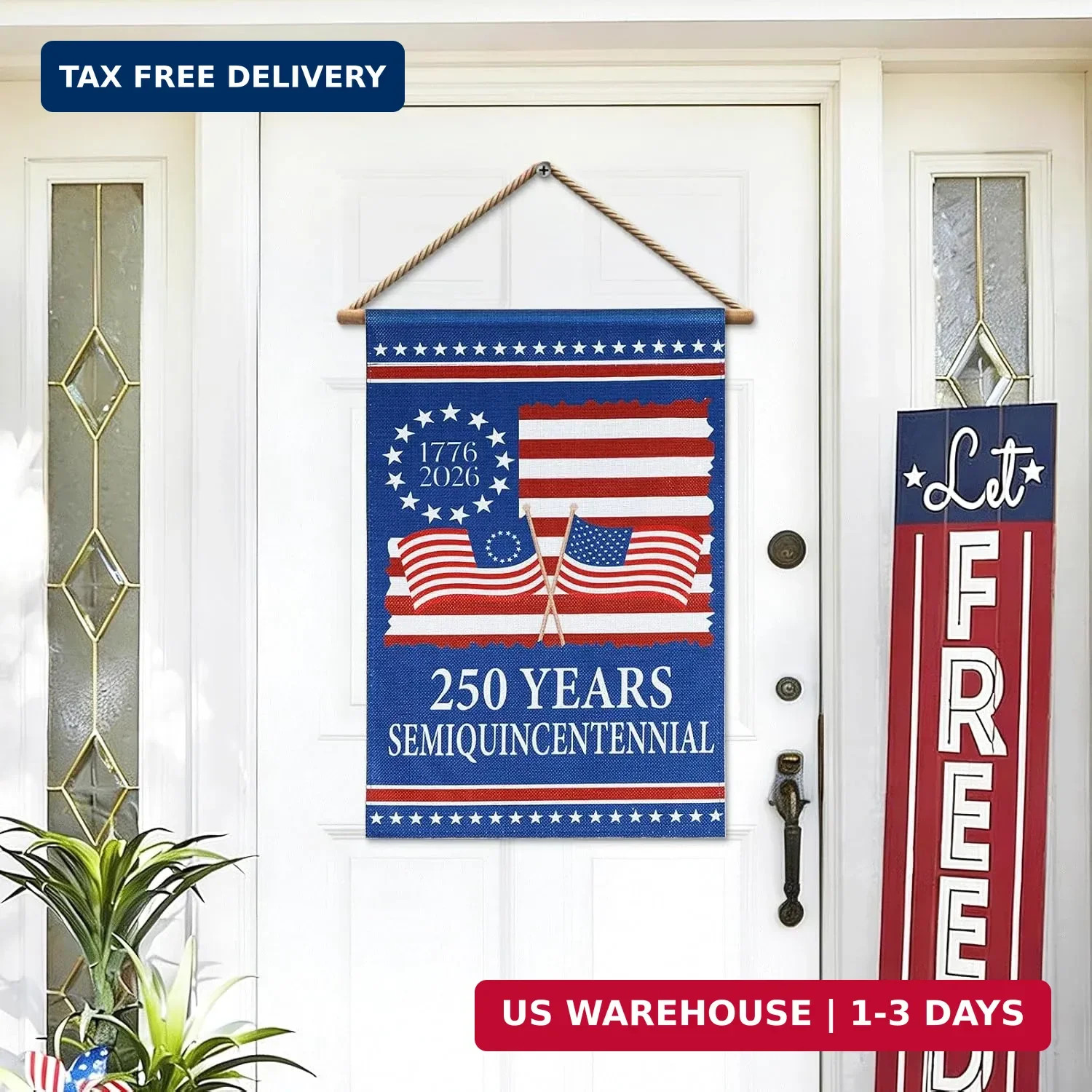 250 Anniversary USA Flag 4th of July Decorations 12×18 Inch Patriotic Garde…