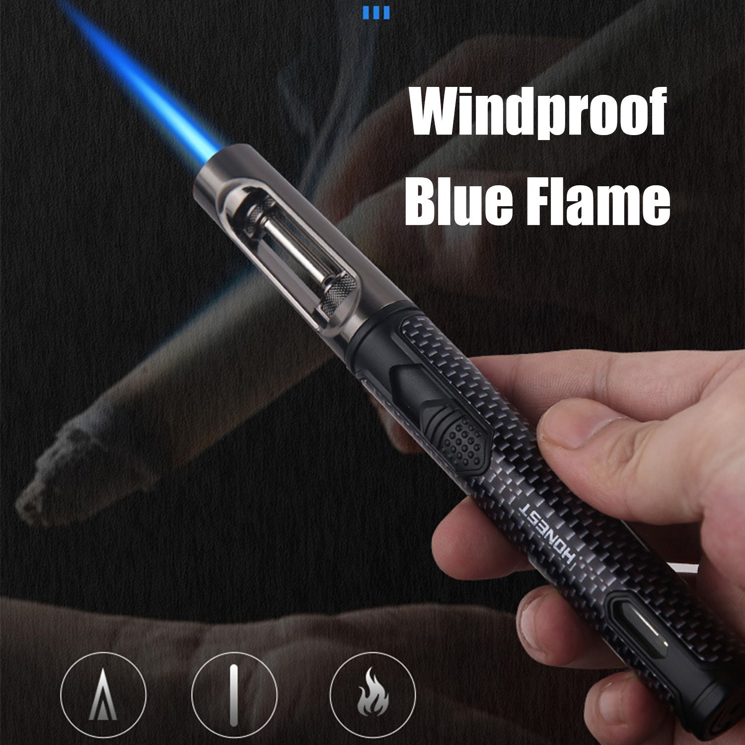Metal Torch Lighter-Refillable Butane Jet Adjustable Blue Flame Lighter CAGNHEG