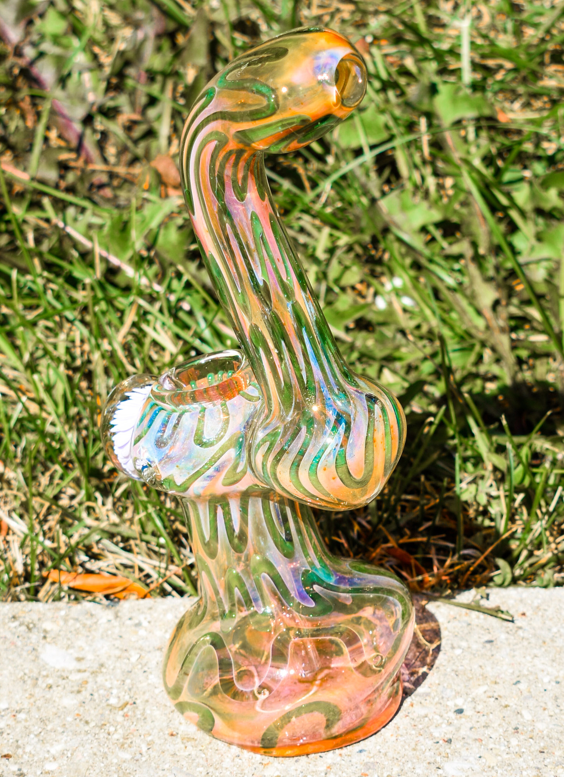 8″ Inch GIRLY BONG Golden Fumed Collectable BUBBLER Glass Water Pipe HOOKAH*USA*