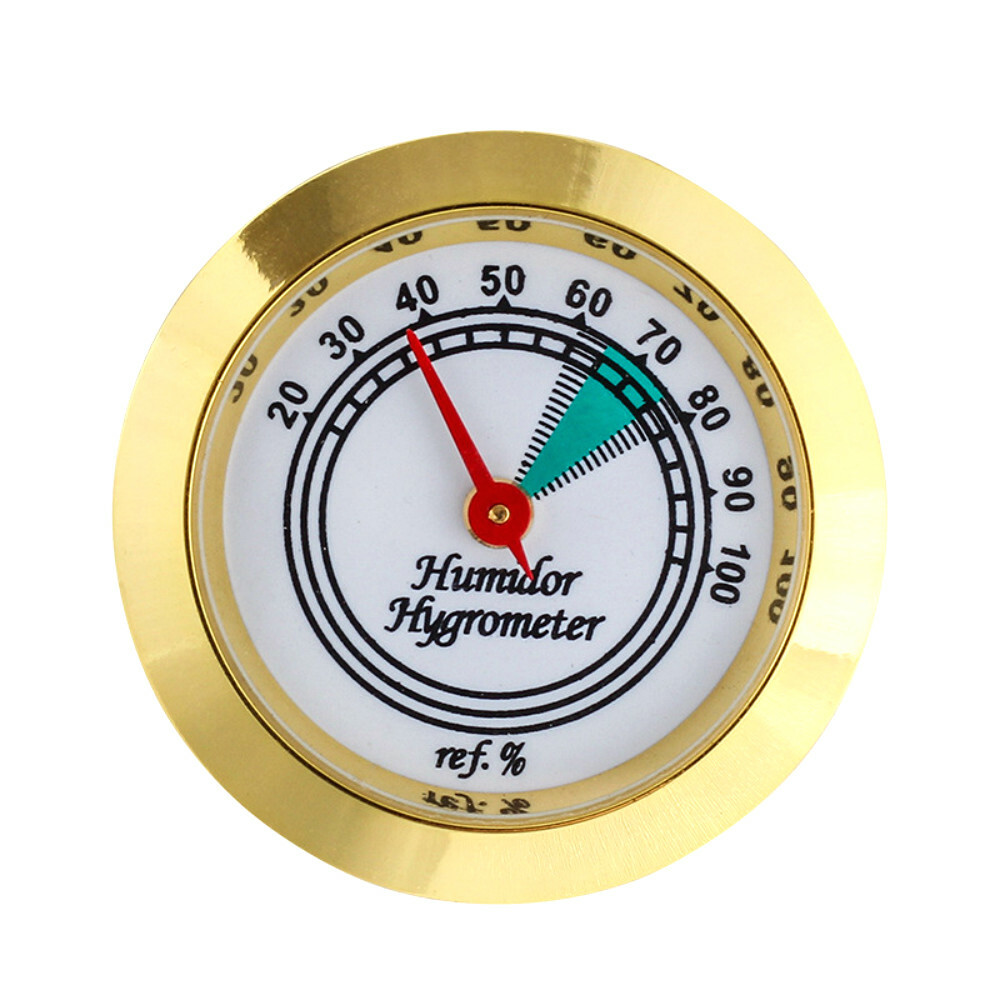 43MM Gold Frame Analog Hygrometer For Cigar Humidor Replacement NEW