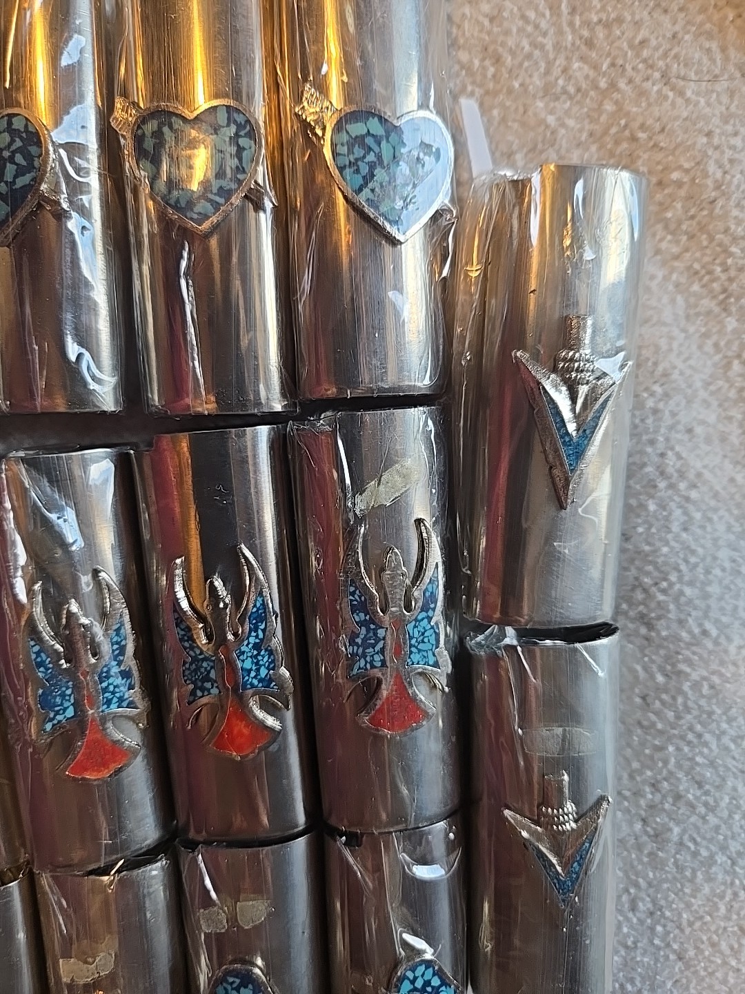 20 Vtg Lighter Case Lot HEART GUITAR UNICORN GUN Cover Holder Turquoise for Bic