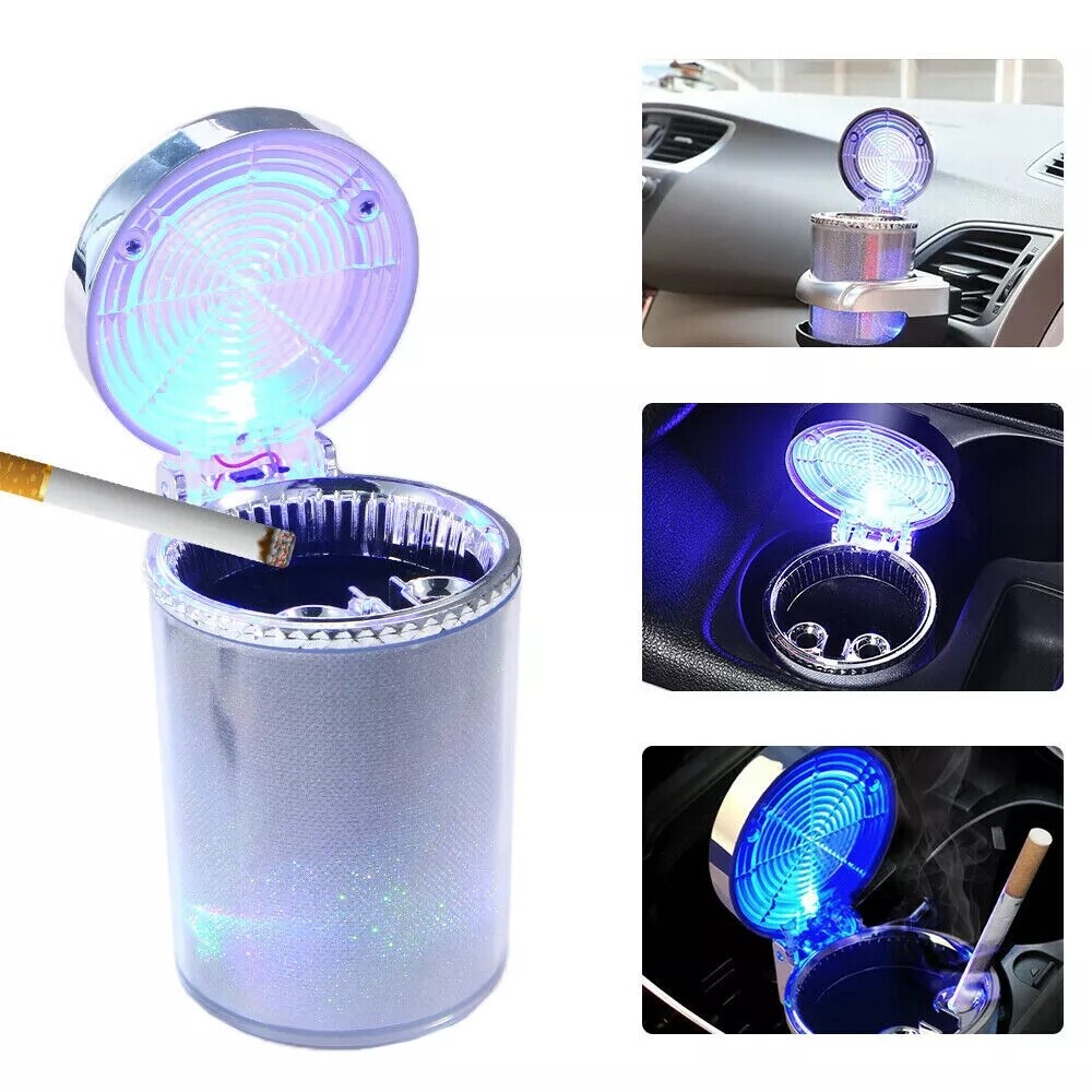 Car LED Light Up Ashtray Smokeless Ash Cigarette Cylinder Holder Cup Colorful