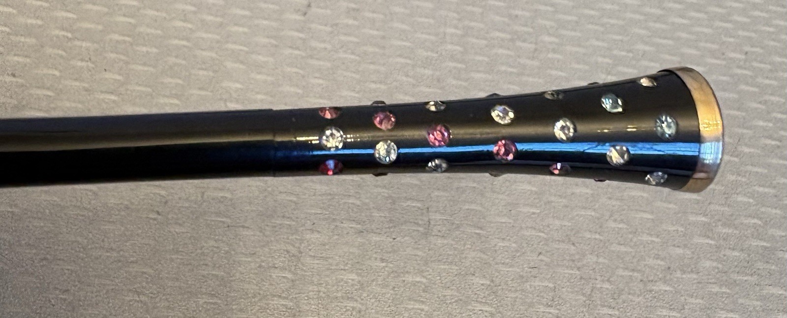 Art Deco Vintage Rhinestone Cigarette Holder Black Celluloid Plastic 6″ long
