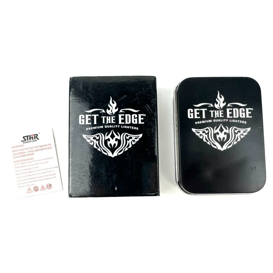 STAR Get the Edge Flip-Top Lighter w/ Celtic Cross Green Black Silver New in Box