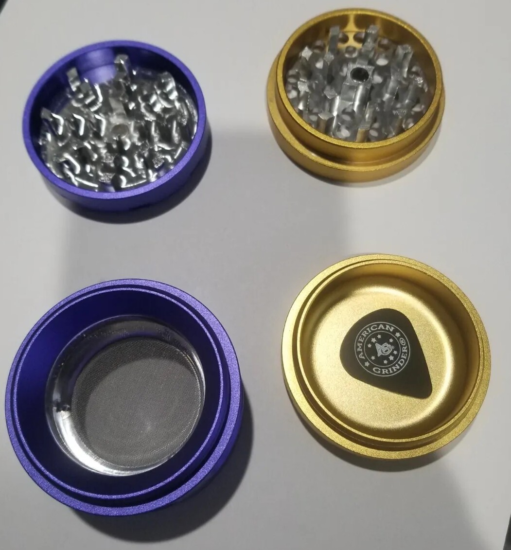 Purple gold 62Mm Patented Americangrinder(r)with windows and A removable screen