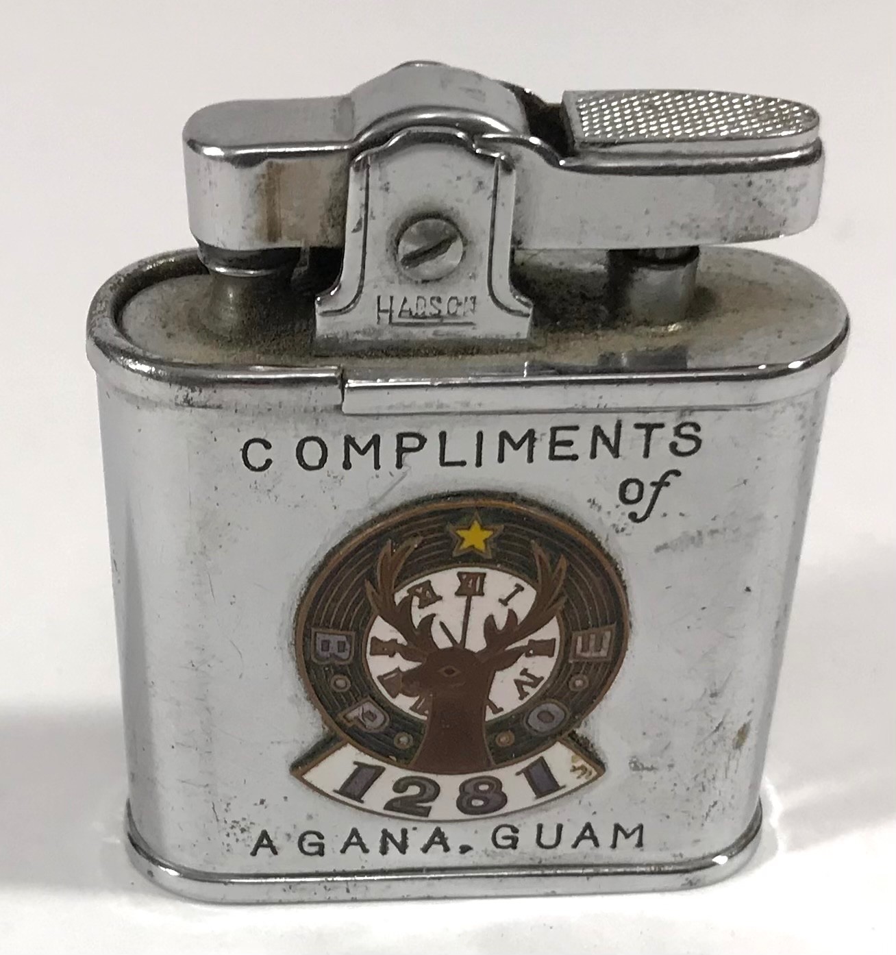 VINTAGE B.P.O.E LIGHTER AGANA GUAM HADSON WHIRL WIND SUPER LIGHTER