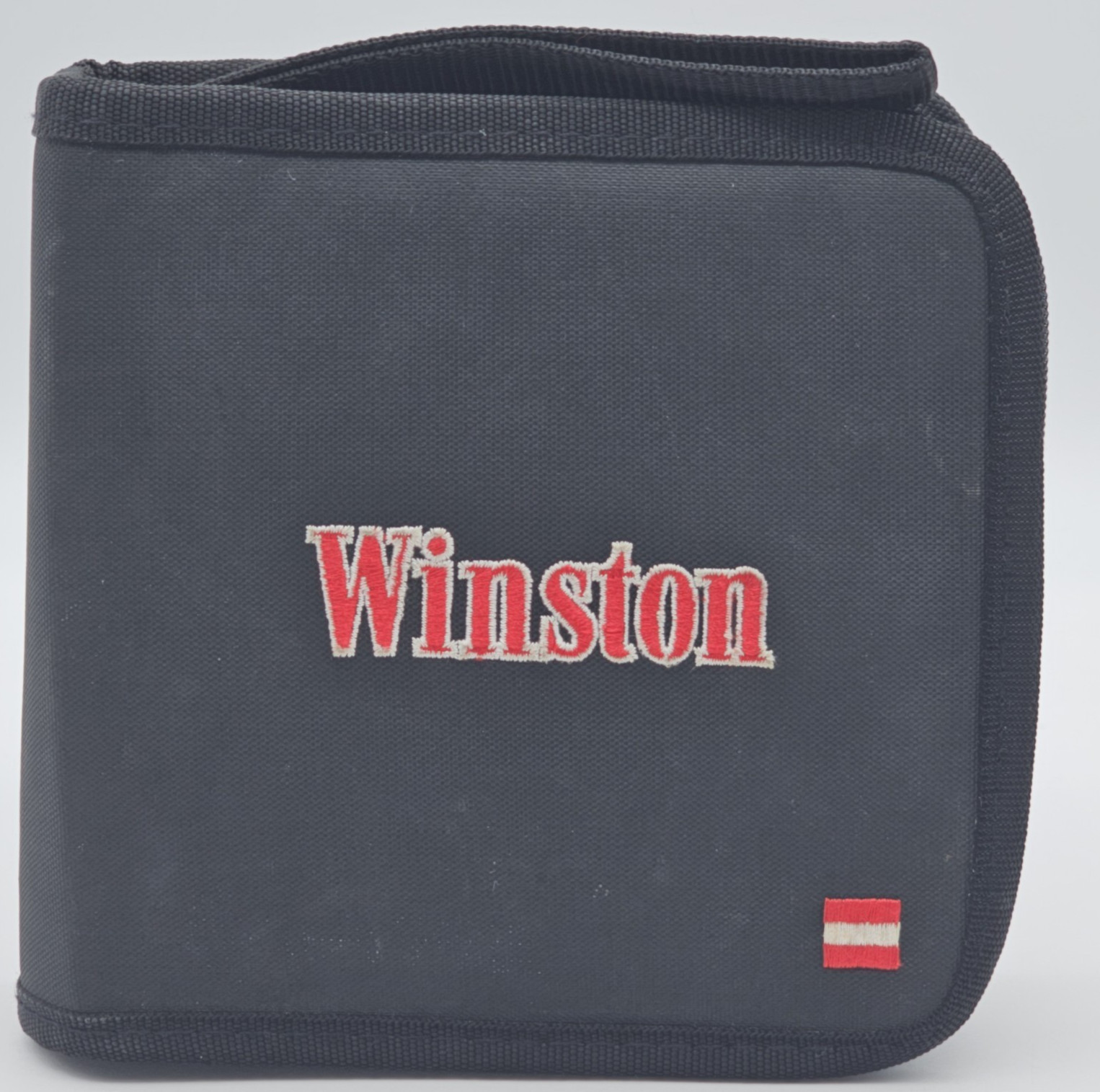 Winston Cigarettes Branded Zippered CD Case 24 Disc Capacity Red White Logo VTG
